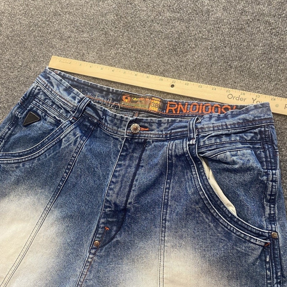 Vintage Y2K Akademiks Baggy Doulbe Knee Faded Hip Hop Rap Jeans Mens 38x34 - Picture 7 of 12